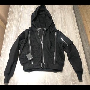 YSL Bomber Jacket with Hoodie-Men-S/48-Black